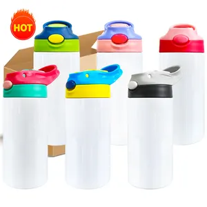 USA RTS 12oz 20oz Wärme übertragung Kind dünner Becher Vakuum isolierte leere Sublimation Kinder wasser flasche mit tragbarem Griff