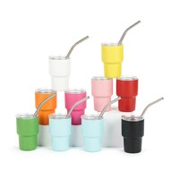 Tendance 2026 : Mini-gobelet mignon en acier inoxydable de 3 oz pour enfants, coloré, avec couvercle transparent et paille réutilisable, pour la maison et les fêtes