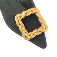 Boucles de chaussures en alliage de zinc doré en gros, 52 mm, carrées, accessoires pour chaussures et sacs pour femmes