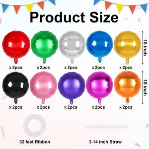 Hot Sale 18" Round Metallic Eco-Friendly Helium Foil <b>Balloons</b> for Wedding Bridal Shower Birthday <b>Party</b> Decor Wholesale - Product Image 2