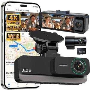 Cámara para Auto de 3 Canales, 4K, Visión Nocturna, Grabación Delantera, Trasera e Interior, con WiFi, GPS, Pantalla de 3.99 Pulgadas - Product Image 1