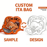 Sac à main Ita mini en cuir PU personnalisé, motif animal, forme cœur, fenêtre transparente en PVC, présentoir portable pour épingles, sac à bandoulière Ita à bas prix