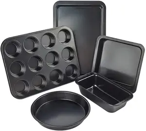 WIDENY Su Misura In Acciaio Al Carbonio Non-Stick Nero di Cottura Bakeware Set per Teglia Pagnotta Pan Teglia Quadrata Torta Rotonda muffin Pan