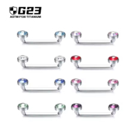 Kaishee Wholesale ASTM F136 Titane à filetage interne avec surface en cristal CZ, barbell 14G pour piercing d'ancrage dermique