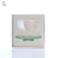 Taza de café de cristal de cuarzo ecológica China Retro púrpura degradado cristal café leche Bebidas frías taza conjunto peonía taza de café