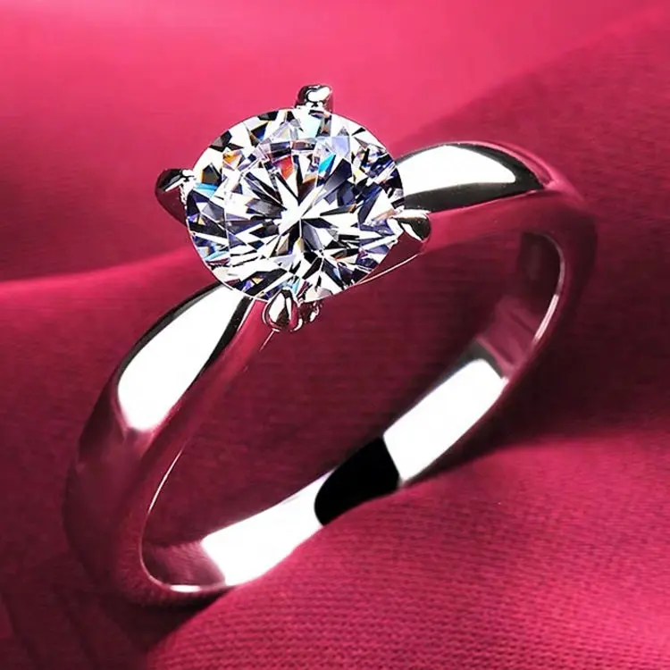 Fine Custom Wedding Jewelry Beautiful Ring 925 Sterling Silver Big Zircon Prong Setting Rings