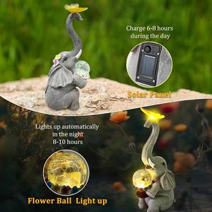 Cortile esterno Patio percorso decorazione LED resina <span class=keywords><strong>elefante</strong></span> <span class=keywords><strong>farfalla</strong></span> palla di vetro solare giardino statua - Product Image 5
