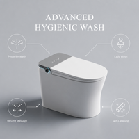 WC intelligent sans réservoir avec chasse d'eau par siphon, siège chauffant, matériau céramique, télécommande