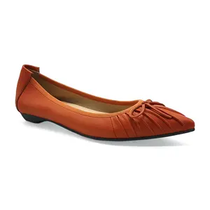 浅い口の弓女性のための柔らかい平らな先の尖った靴ブランドの女性の革の平らなタイの女性の靴