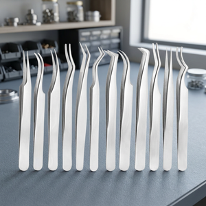 <b>Stainless</b> <b>Steel</b> Eyelash Tweezers Set Precision Pointed Tip Smooth Surface for Lash Application - Product Image 3