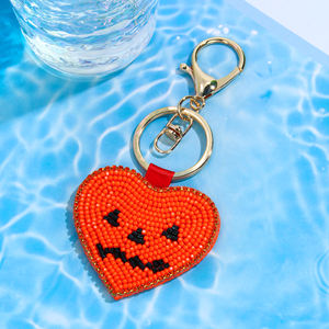 Porte-clés Sac à Main Populaire <span class=keywords><strong>Chat</strong></span> Noir Perles Texturées Matériaux DIY Design Citrouille Trousse de Toilette Sac Fourre-tout Porte-clés - Product Image 5