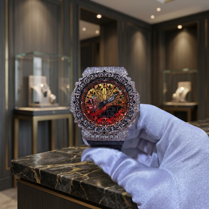 AMBER JEWELS Reloj de Lujo con Diamantes de Imitación, Cuarzo CITIZEN Analógico, Caja Cuadrada de 46 mm, Cristal, Unisex, Correa de Goma, Resistente al Agua 3BAR - Product Image 3