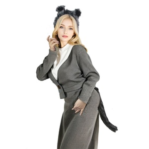Manwu usine peluche gris <span class=keywords><strong>loup</strong></span> Cosplay Prop oreilles bandeau avec queue pour Halloween fête Anime Festival et autres événements spéciaux - Product Image 6
