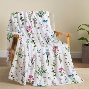 Couverture en flanelle à imprimé floral personnalisé, couverture de repos, couverture légère résistante à la décoloration pour lit, canapé, vente en gros - Product Image 6