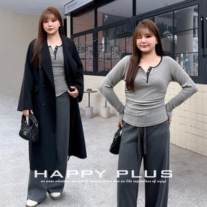 Ensemble décontracté pour femme Runqi, taille plus, manteau en tricot gris, pantalon anthracite, manches longues, couleur unie, automne-hiver - Product Image 3