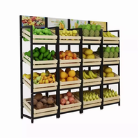 Fabriek Directe Verkoop Hout En Ijzer Fruit & Groente Display Plank Staan Fruitrek