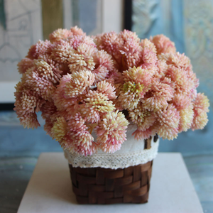 Composizione Floreale Artificiale all'Ingrosso con Bacche di Riso Finte Multicolore in Vaso Rotondo Bianco Maculato per Decorazione Domestica - Product Image 4