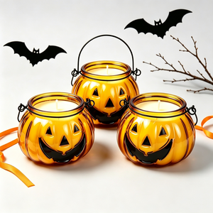 Velas Aromáticas de Cera de Soya para Halloween, Vela Perfumada en Frasco con Forma de Calabaza <span class=keywords><strong>Jack</strong></span> O'Lantern, Decoración para el Hogar, Regalo - Product Image 1