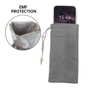 Pochette de téléphone personnalisée en acier inoxydable avec doublure en fibre argentée, cordon de serrage, sac anti-ondes EMF Faraday pour femmes enceintes - Product Image 4