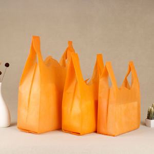 Precio bajo, venta al por mayor, ecológico, reutilizable, supermercado, W, bolsa de compras cortada, bolsa de camiseta no tejida - Product Image 3