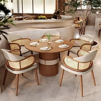 Meubles d'hôtellerie sur mesure, ensemble table et chaises de café, mobilier commercial pour restauration rapide, chaises de salle à manger en bois massif et en rotin pour restaurant