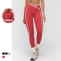 Leggings de yoga taille haute pour femme, rayés, longueur cheville, personnalisables avec logo OEM/ODM, doux, respirants, extensibles dans les quatre sens, effet ventre plat
