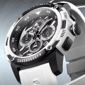 MARK FAIRWHALE 4410 Montres à quartz décontractées et élégantes avec bracelet en silicone blanc, montres étanches pour hommes, coffret cadeau, Reloj Hombre - Product Image 4
