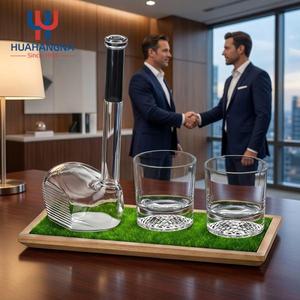 Unique Hand-Blown Golf Club Whiskey Decanter Set with Glasses Lead-Free High Borosilicate Glass <b>Wine</b> Carafe for Lovers Gift - Product Image 1