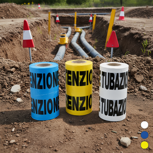 Cinta de advertencia para tuberías de gas, 200 m, etiqueta adhesiva amarilla para detección subterránea - Product Image 3
