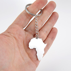 Llavero Personalizado con Logotipo en Chapado en Oro, Colgante de <span class=keywords><strong>Mapa</strong></span> <span class=keywords><strong>Africano</strong></span> Liso, Llaveros de Acero Inoxidable en Blanco para Venta al Por Mayor - Product Image 5