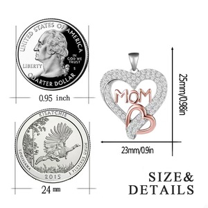 Bijoux de mode pendentif collier Double coeur plein cristal pendentif chaîne maman collier pour la fête des mères cadeaux mère maman - Product Image 2