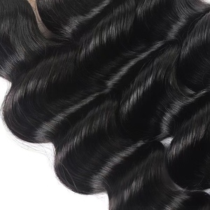 Extensions de cheveux naturels <span class=keywords><strong>vierges</strong></span> doublement étirés avec closure, bouclés profonds, ondulations lâches, closure en dentelle, trame double cousue à la machine, cheveux bruts - Product Image 5