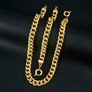Fashion Luxury Women Wedding Jewelry Set 21k Gold Plated Hip Hop Style Necklace Bracelet for Women Party - Product Image 3
