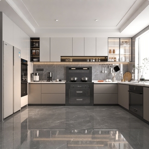 Juego Completo <span class=keywords><strong>de</strong></span> Muebles <span class=keywords><strong>de</strong></span> <span class=keywords><strong>Cocina</strong></span> <span class=keywords><strong>Modernos</strong></span> Modulares en Color Crema Brillante con Cesta <span class=keywords><strong>de</strong></span> Cajones y <span class=keywords><strong>Electrodomésticos</strong></span> Completos - Product Image 4