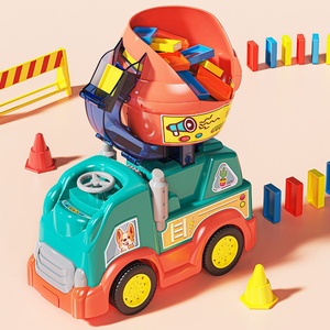 Juego de tren con sonido y luz, locomotora automática que pone dominós de colores, vehículo de ingeniería automático, juguete de rompecabezas, regalo - Product Image 1