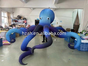 Ballon géant gonflable pieuvre bleue méduse en tissu Oxford avec lumières LED, résistant au vent et durable pour décorations de clubs, scènes et parcs marins - Product Image 6