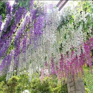 Fleur artificielle de glycine d'usine pour mariage, centre commercial, décoration, glycine artificielle dense, fleurs suspendues - Product Image 4