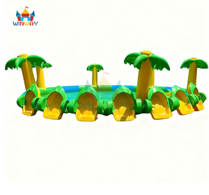 สระว่ายน้ำเป่าลมสำหรับเด็กพร้อมสไลเดอร์และต้นปาล์มสนามเด็กเล่นเป่าลมเกรดการค้าหลายรูปแบบสำหรับความสนุกสนานในครอบครัวกลางแจ้ง - Product Image 2