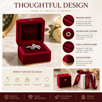 Boîte à bijoux en velours rouge de luxe, boîte à bagues pour cadeau de Noël, logo personnalisé, emballage pour la Saint-Valentin, boîte cadeau de luxe pour bijoux
