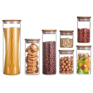 Pot en verre scellé borosilicate avec liège en bois pour stockage 500ml 550ml 18oz, prix d'usine