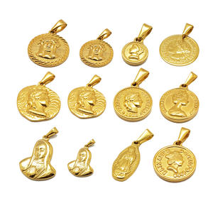 สร้อยคอจี้เหรียญทอง 18k PVD ลายเอลิซาเบธ ดอลลาร์ พระแม่มารี พร้อมจี้เหรียญนักบุญคริสโตเฟอร์ทรงกลม สแตนเลสสตีล สำหรับสวดมนต์ - Product Image 5