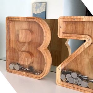 Hucha de madera maciza con letras grandes, Caja de Ahorros transparente con patrón de <span class=keywords><strong>cajero</strong></span> <span class=keywords><strong>automático</strong></span>, <span class=keywords><strong>Banco</strong></span> de monedas de dibujos animados inspirado en celebridades de Internet - Product Image 3