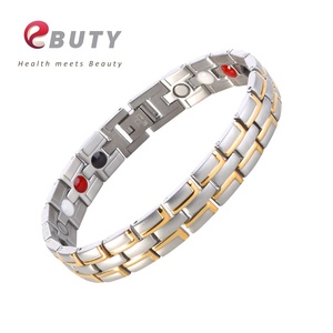 MAGAZZINO 316L Magnete In Acciaio Inox Bracciale <span class=keywords><strong>Uomo</strong></span> Oro Nero di Modo Dei Monili Del Braccialetto - Product Image 3