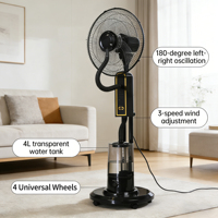 Ventilateur électrique à vente chaude, ventilateur de bureau vertical à tête oscillante à vent puissant pour la maison, ventilateur industriel à pulvérisation