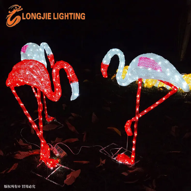 H:95CM Outdoor for Party decoration with led acrylic sculpture lighted pink flamingo