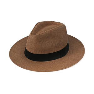 Chapeau de paille Panama naturel pour homme, style décontracté, tendance été, avec ruban de couleur unie, idéal pour la randonnée et la plage, vente en gros - Product Image 4