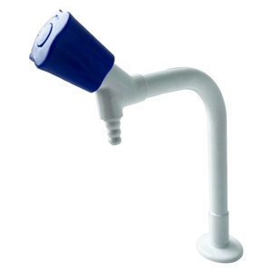 Rubinetto a doppia testa in acciaio inossidabile per laboratorio medico, montaggio su piano, con ugello triplo per bottiglia di lavaggio occhi - Product Image 4