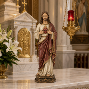 Escultura <span class=keywords><strong>de</strong></span> Resina Pintada a Mano del Sagrado <span class=keywords><strong>Corazón</strong></span> <span class=keywords><strong>de</strong></span> Jesús, Adorno Religioso para el Hogar o la <span class=keywords><strong>Iglesia</strong></span>, para Pascua - Product Image 4