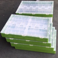 600*400 Cuve en plastique pliable transparente pliable de stockage empilable en PP vierge réutilisable avec couvercles attachés pour fruits