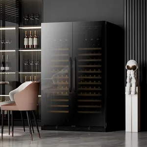 Refrigerador comercial para vino, botella grande de doble zona con espejo de cristal, refrigerador para vino, vino, restaurante, 300